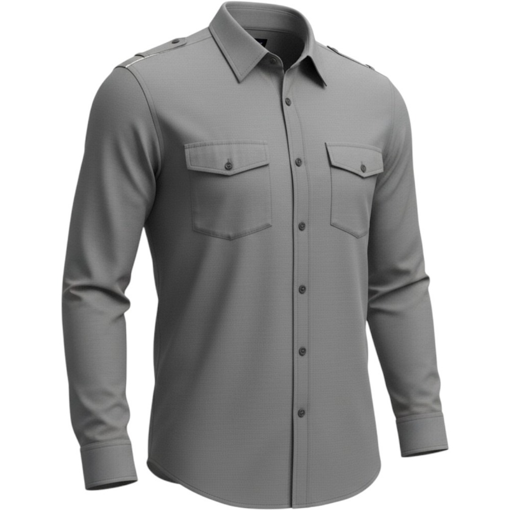 INC International Concepts Mens XXL Gray Cotton Button Down Shirt Epaulets